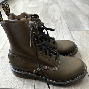 Dr. Martens 1460 pascal Wanama Leather boot in olive. Gender inclusive size 9